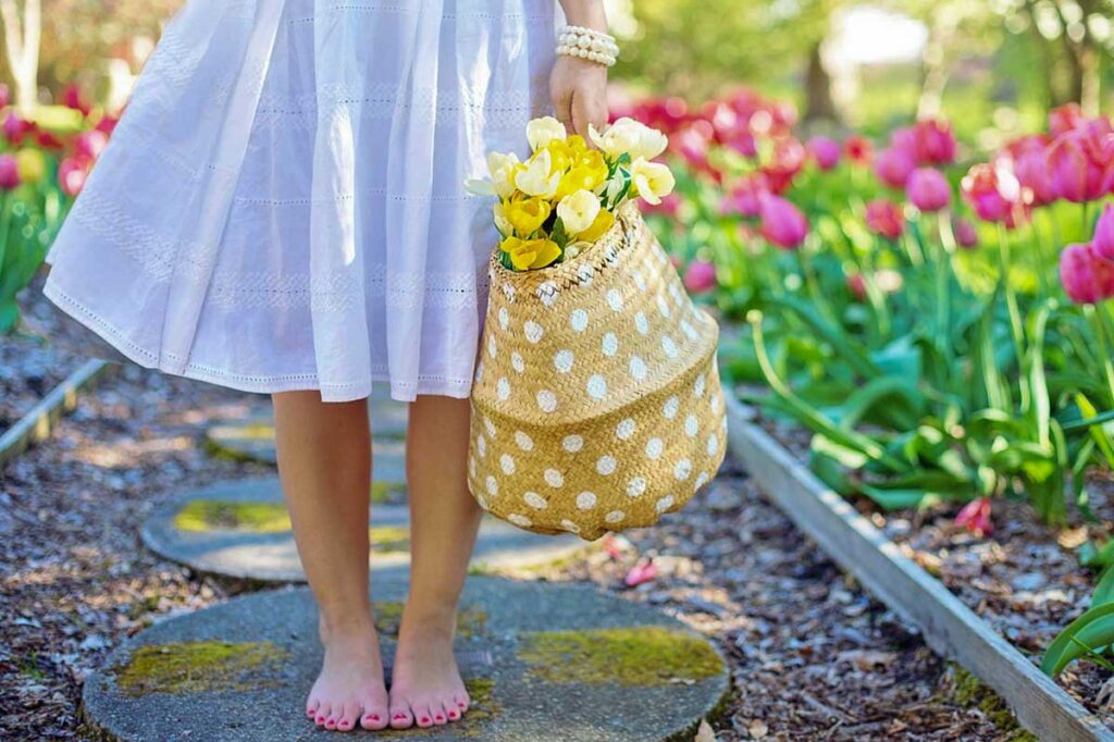 fear getting older, a woman barefoot in the garden